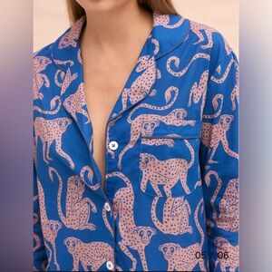 Chango Monkeys Pajamas Blue & Pink Desmond & Dempsey 2 Piece Pajama Set Cotton S